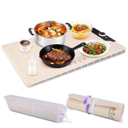 Food Warming Mat 23.6X15.8In 300W Fast Heating Electric Silicone Food Warmer With 14 Temp Levels 10Hrs Timer Settings Roll-Up Portable Hot Plates Heat