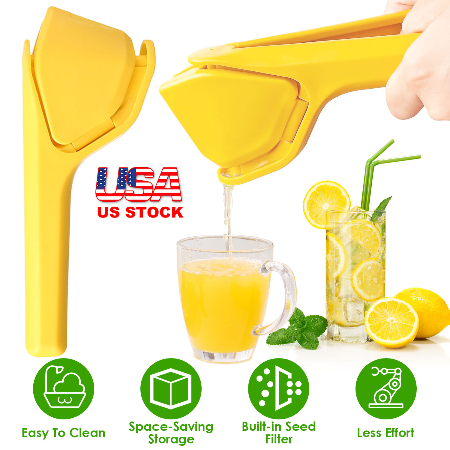Manual Lemon Squeezer Fold Flat Design Effortless Hand Lemon Juicer Squeezer Manual Citrus Juicer with Sideways Pivot Increase Leverage Reduce Effort - Image 6
