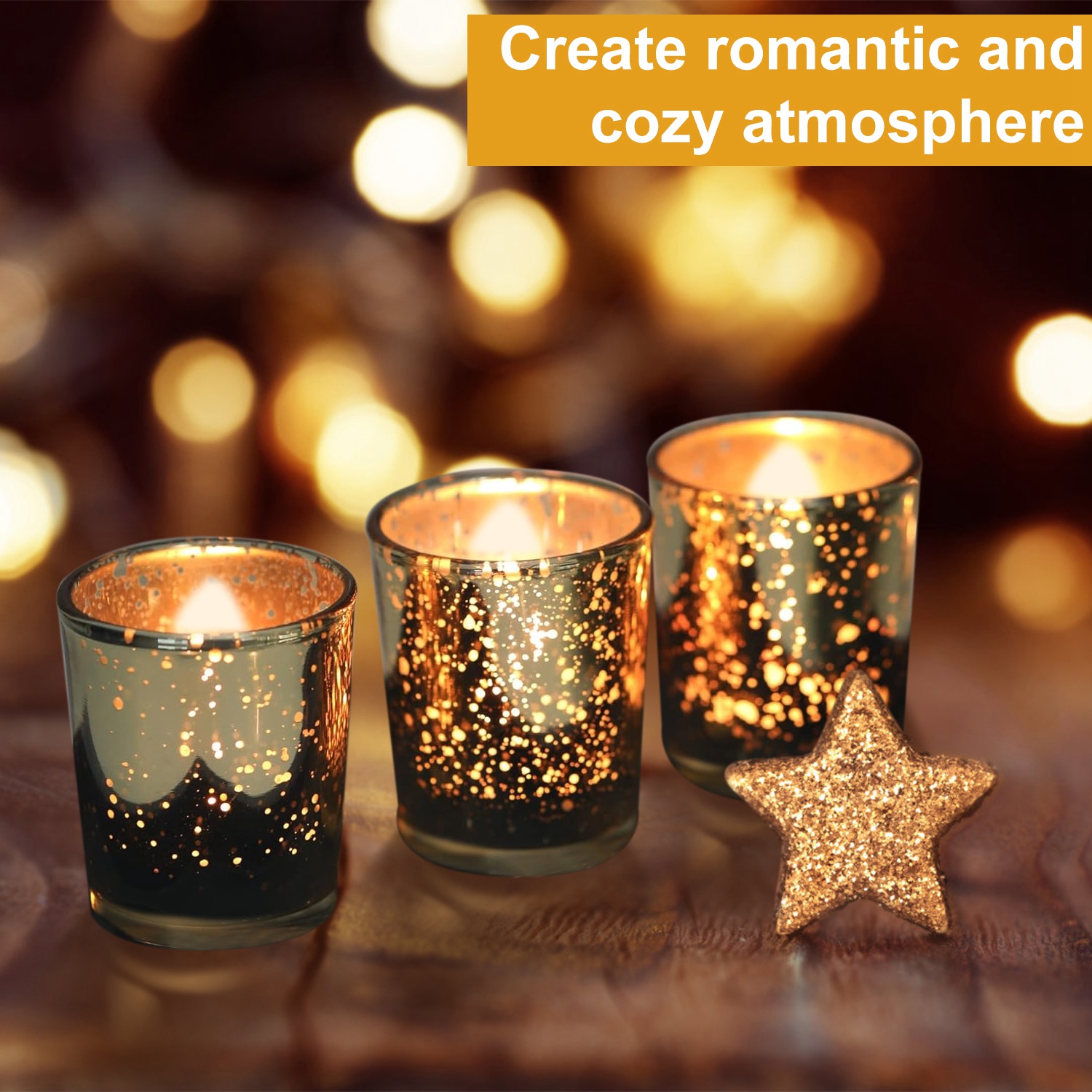 24Pcs Gold Votive Tealights Candle Holders Mercury Glass Shinny Candle Holders For Wedding Birthday Party Home Decoration Table Centerpiece - Image 7