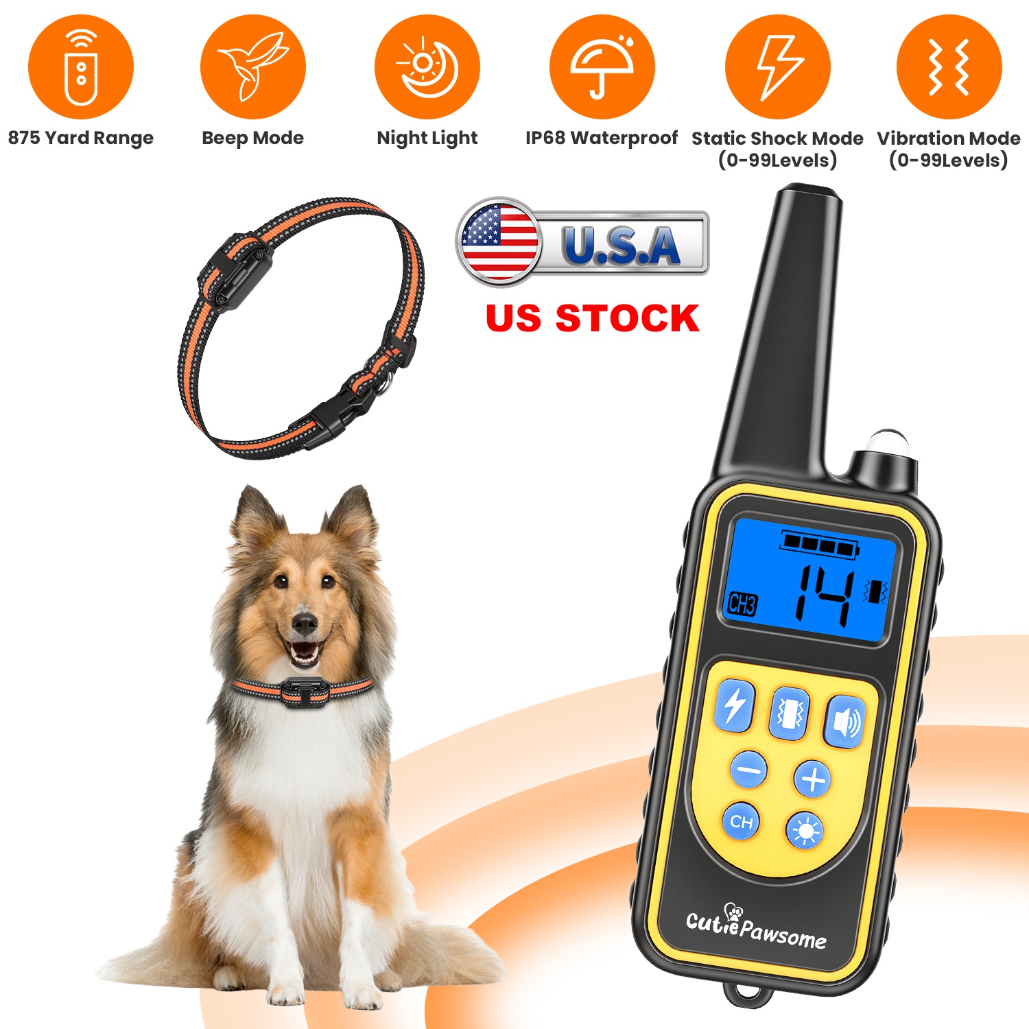 Dog Training Collar with Remote Rechargeable Dog Training Collar IP68 Waterproof with 4 Training Modes 3 Channels for Medium and Small Dogs - Image 3