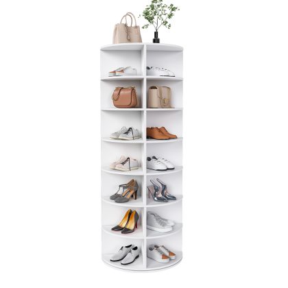 7-Tier Rotating Shoe Rack Tower, 360° Spinning Shoe Organizer with 28 Pairs Capacity, Freestanding Vertical Shoe Storage Cabinet for Closet Entryway B