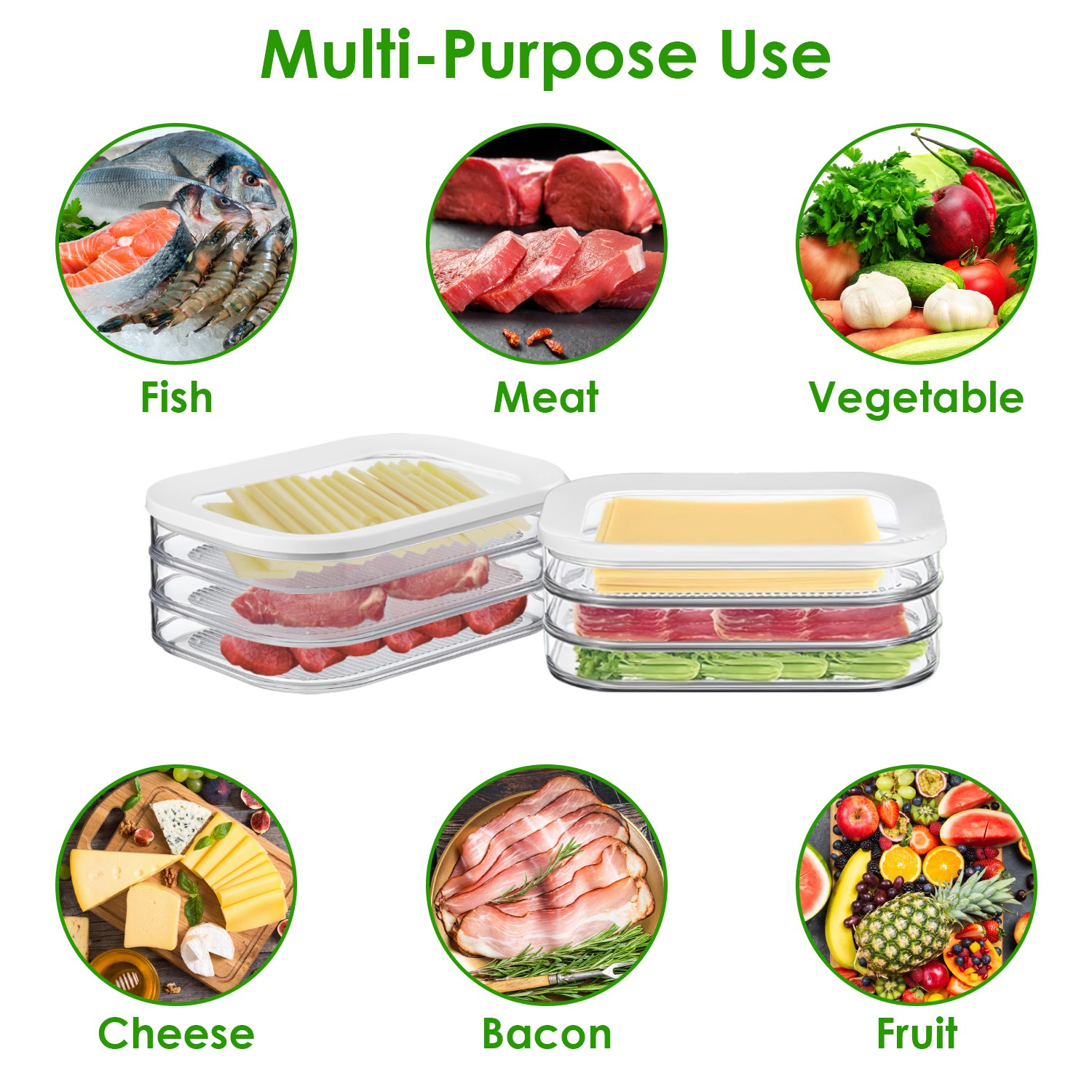 2Pcs Deli Meat Container With Lid for Fridge Stackable Bacon Container Clear Food Storage Box with Lid Meal Prep Container for Lunch Meat Salami Cold - Image 10