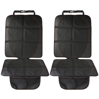 2 Packs Car Seat Protector Cushion Mat Pad with Thick Padding Protector for Child Baby Car Seat Mesh Pockets Non-slip