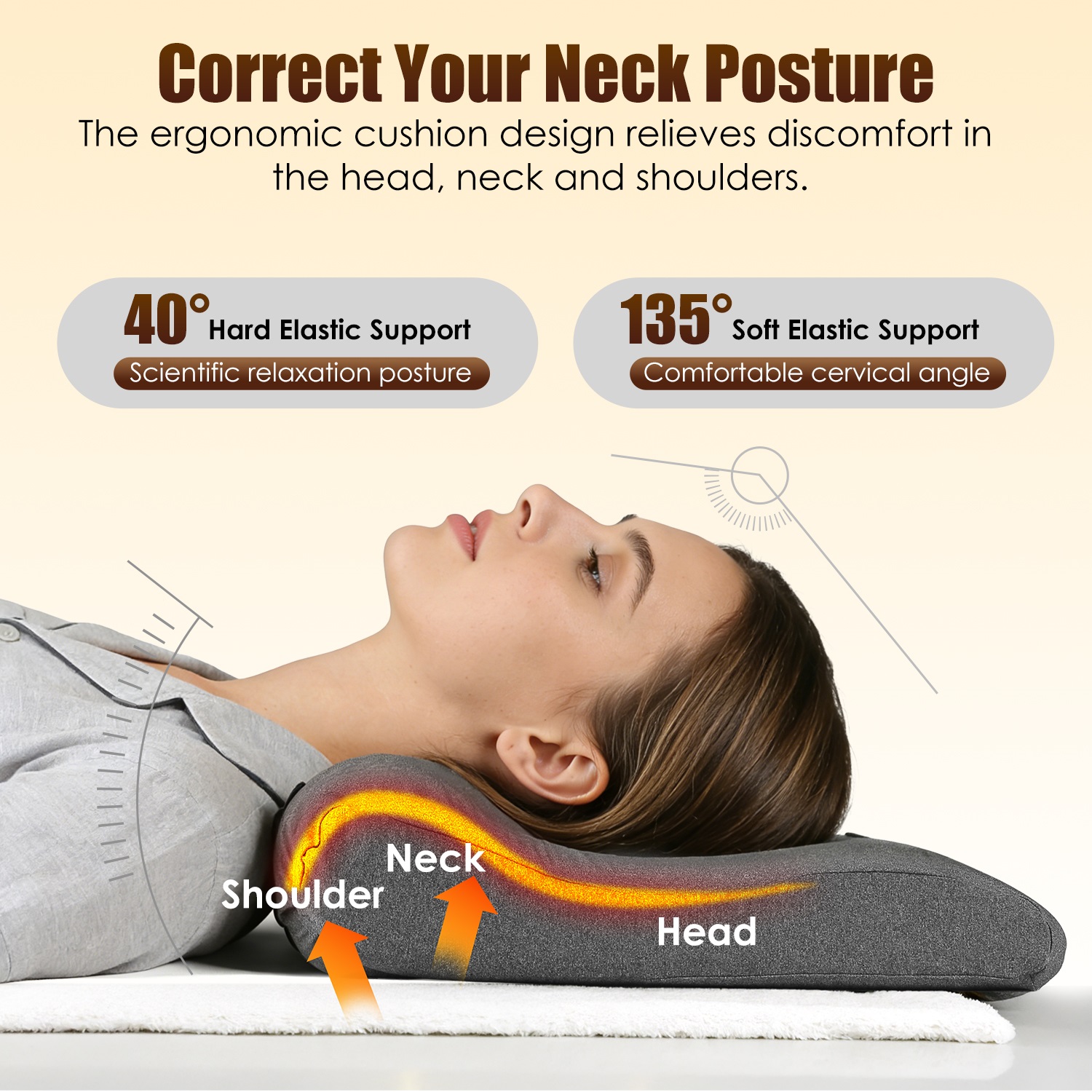 Neck Massager Pillow Ergonomic Massager Memory Foam Pillow with 3-Level Heating 3-Intensity Vibration 30Min Timer for Neck Back Shoulder Pain Relief - Image 7