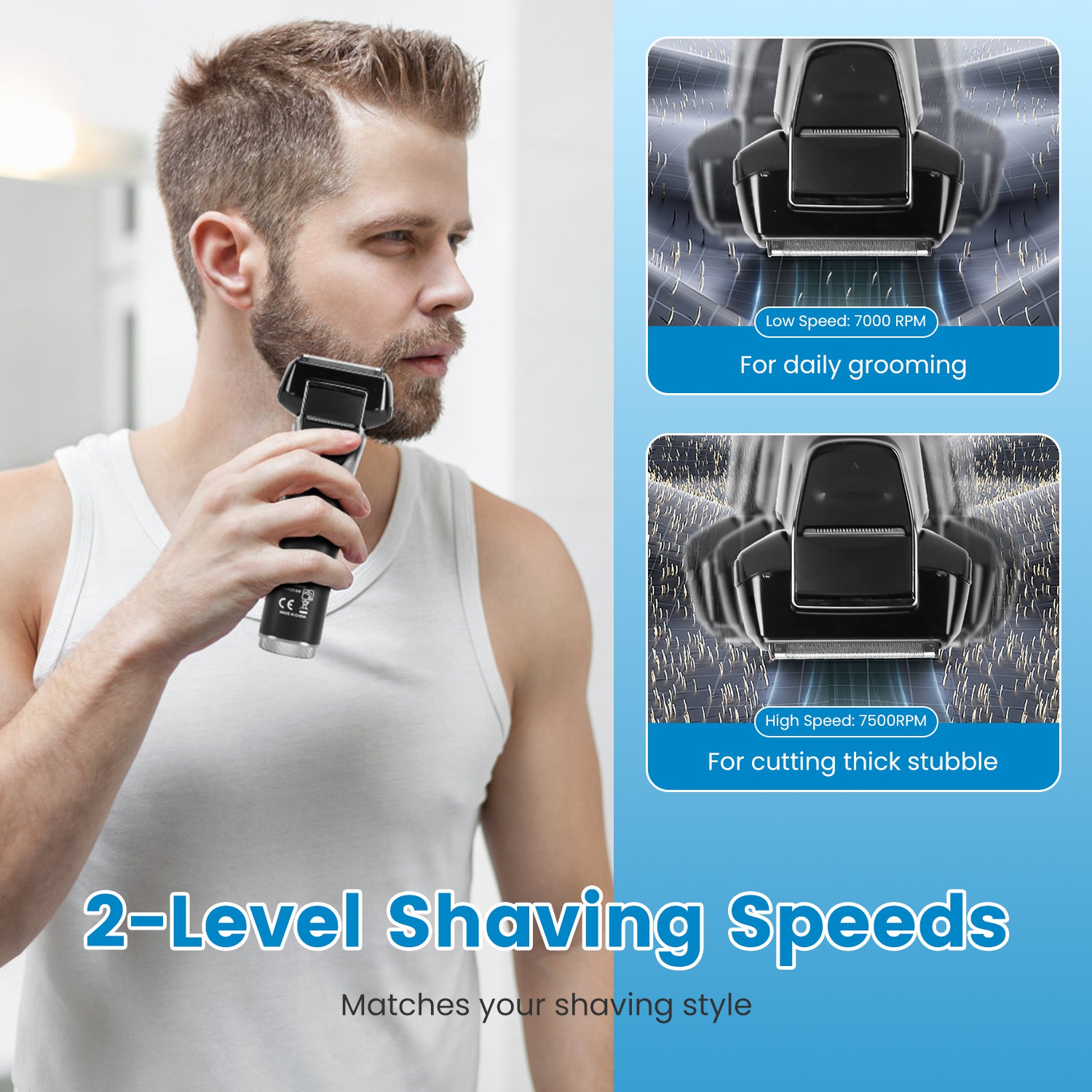 Electric Foil Face Shaver 5-Blade Electric Razor for Men Wet & Dry Jawline Beard Trimmer Precision Sideburn Shavers IPX6 Waterproof with LED Display C - Image 9