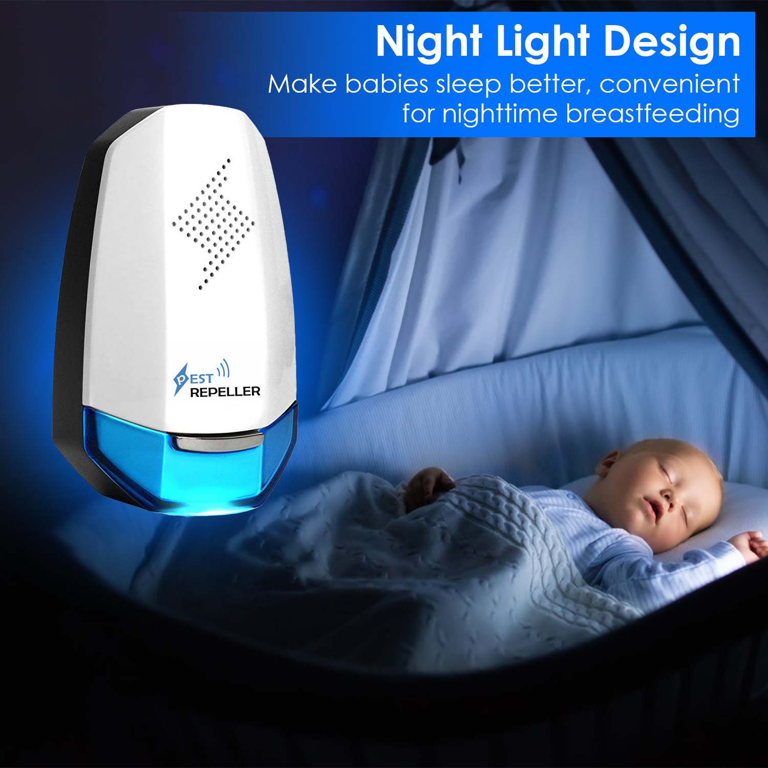 2 Pack Ultrasonic Pest Repeller with Night light Plug In Pest Mice Repellent Indoor Roach Bed Bug Mouse Rodent Mosquito Killer for Bedroom Garage Ware - Image 5