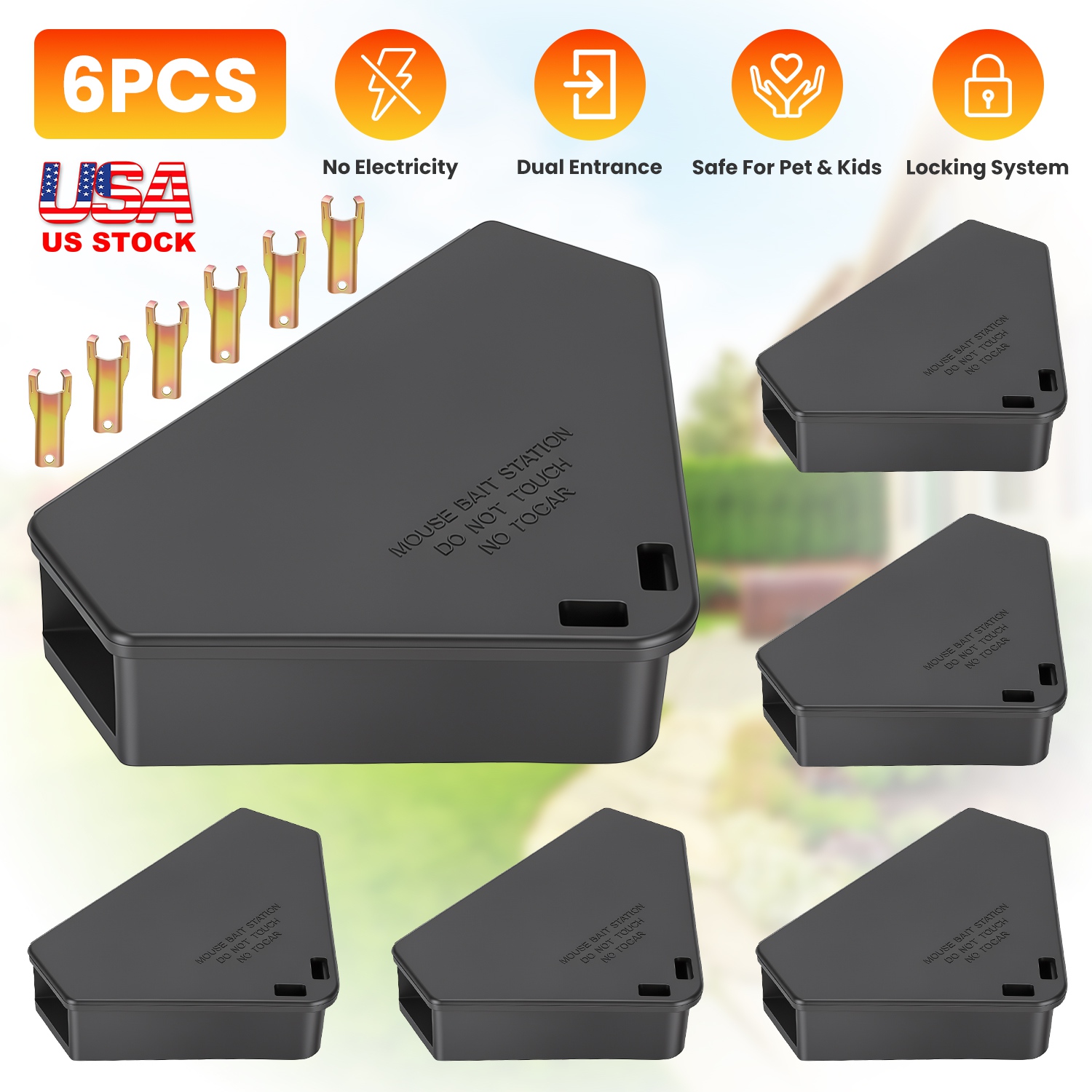 6 Packs Mouse Bait Station with Keys Tamper Resistant Indoor Outdoor Mouse Bait Boxes Reusable Locking Rodent Bait Stations for Home Garage Garden War - Image 7