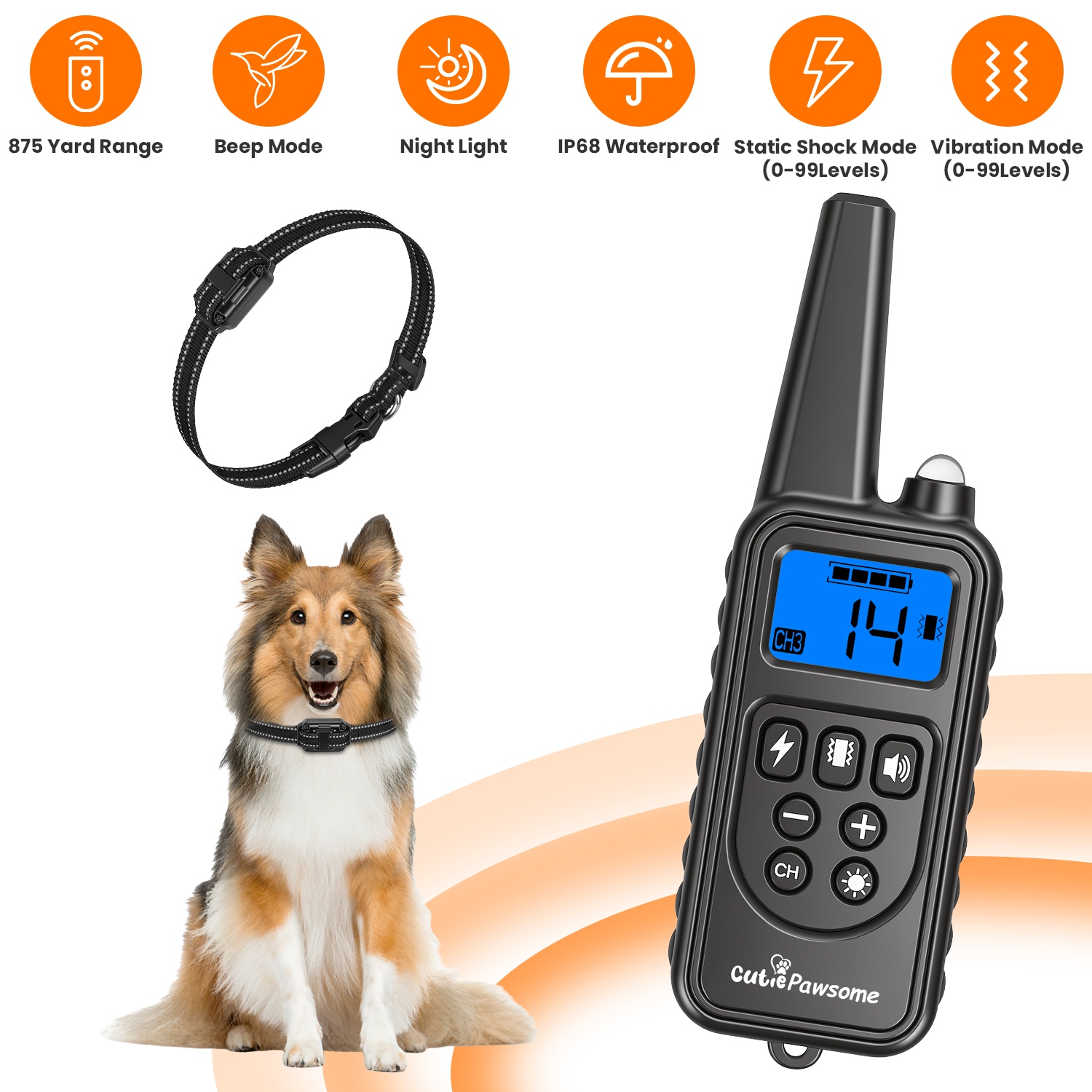 Dog Training Collar with Remote Rechargeable Dog Training Collar IP68 Waterproof with 4 Training Modes 3 Channels for Medium and Small Dogs - Image 5