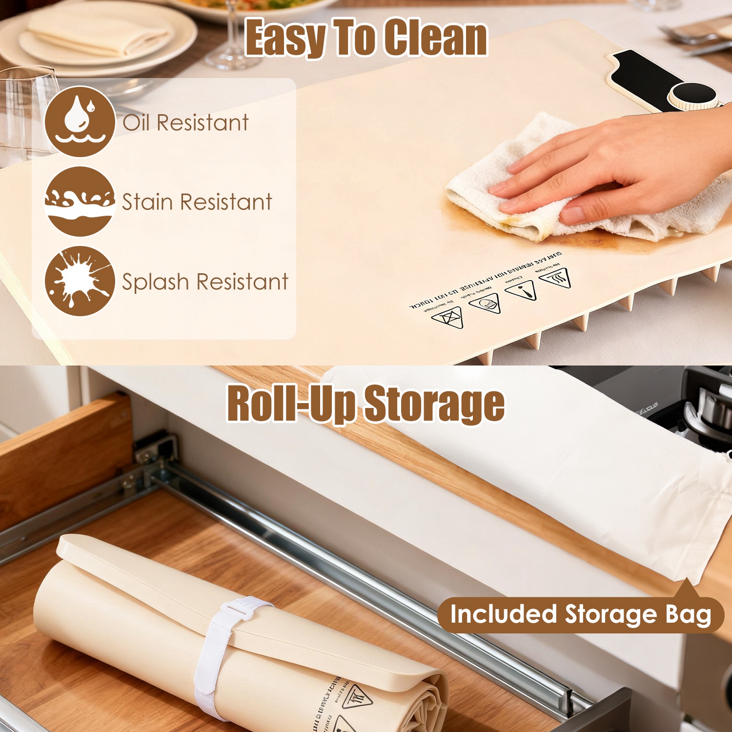 Food Warming Mat 23.6X15.8In 300W Fast Heating Electric Silicone Food Warmer With 14 Temp Levels 10Hrs Timer Settings Roll-Up Portable Hot Plates Heat - Image 10