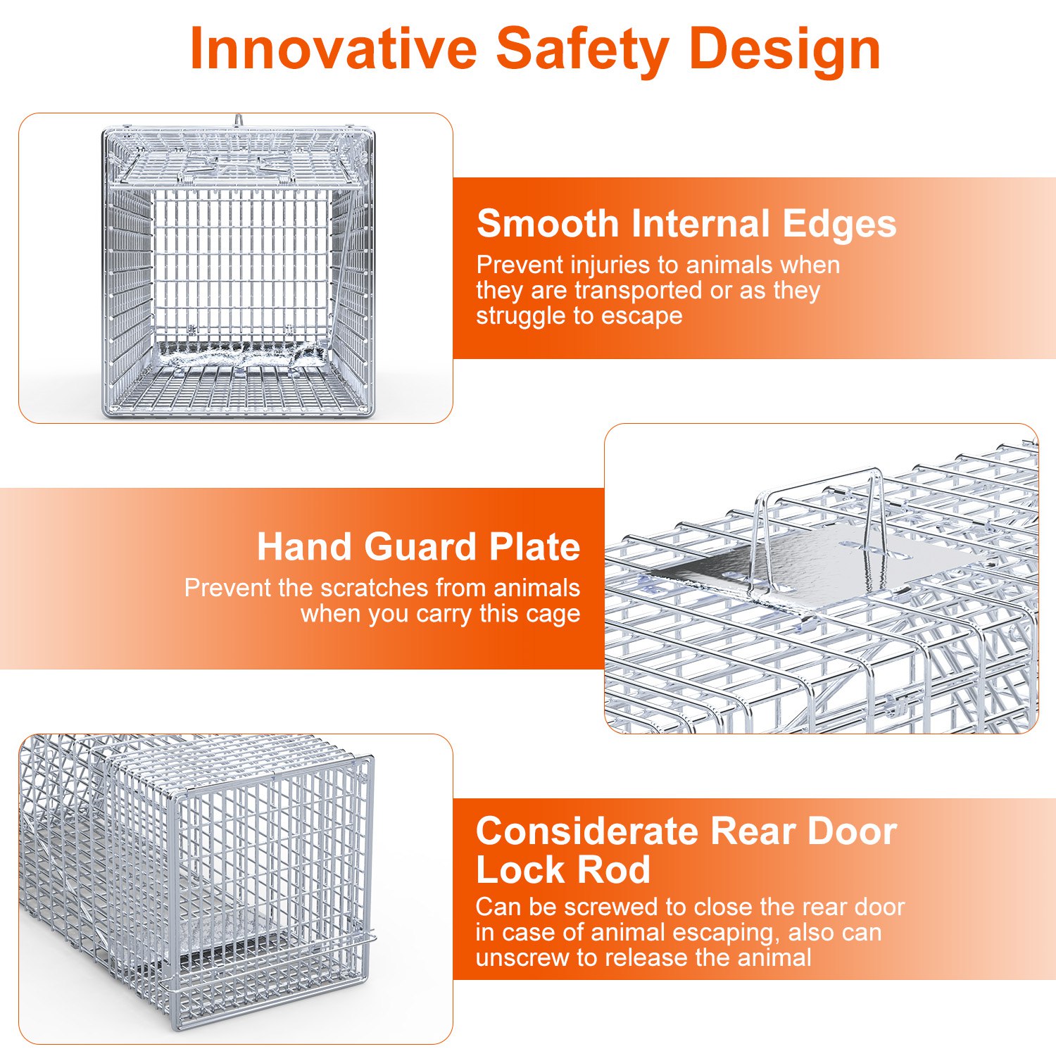 Live Animal Trap Cage 37x14x15in Folding Catch and Release Humane Cat Trap Galvanized Iron for Raccoons Foxes Coyotes Stray Dogs Armadillos Squirrels - Image 9