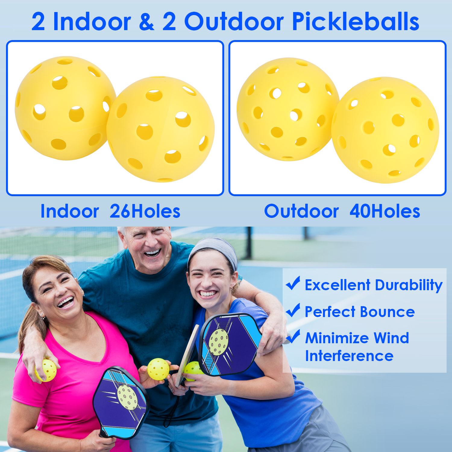 Pickleball Set 2 Fiberglass Paddles 4 Outdoor Indoor Balls Portable Carry Bag 2 Cooling Towel Lightweight Ergonomic Grip for Beginners Pros - Image 9