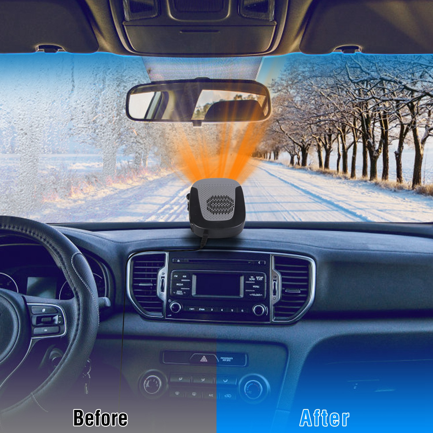 12V 150W Portable Car Auto Heater Heating Fan 2 in 1 Defroster Demister Windshield Heater Automotive Cooling Fan - Image 9