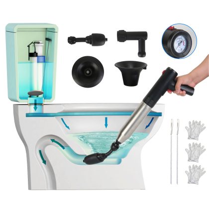Electric Toilet Plunger High Pressure Air Plunger Air Drain Blaster Drain Clog Remover with Real Time Pressure Display for Toilets Bathroom Floor Drai