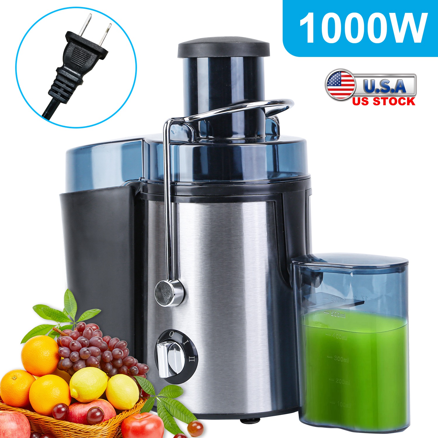 1000W Centrifugal Juicer Juice Extractor with 2 Speeds 2.6in Wide Feed Chute 17Oz Juicer Cup 54Oz Pulp Collector Electric Juicer for Fruits Vegetables - Image 4