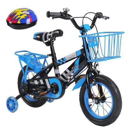 12In Kids' Bike with Training Wheels Children Bicycle with Helmet Basket Rear Seat Chain Guard for Boys Aged 2-4