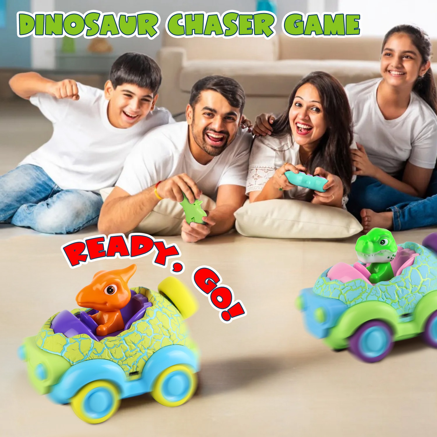 2Pack Dinosaur Remote Control Cars for Toddlers Rechargeable RC Cars with Light Music Birthday Gift For Boys Girls Aged 3 4 5 6 Years Old - Image 10