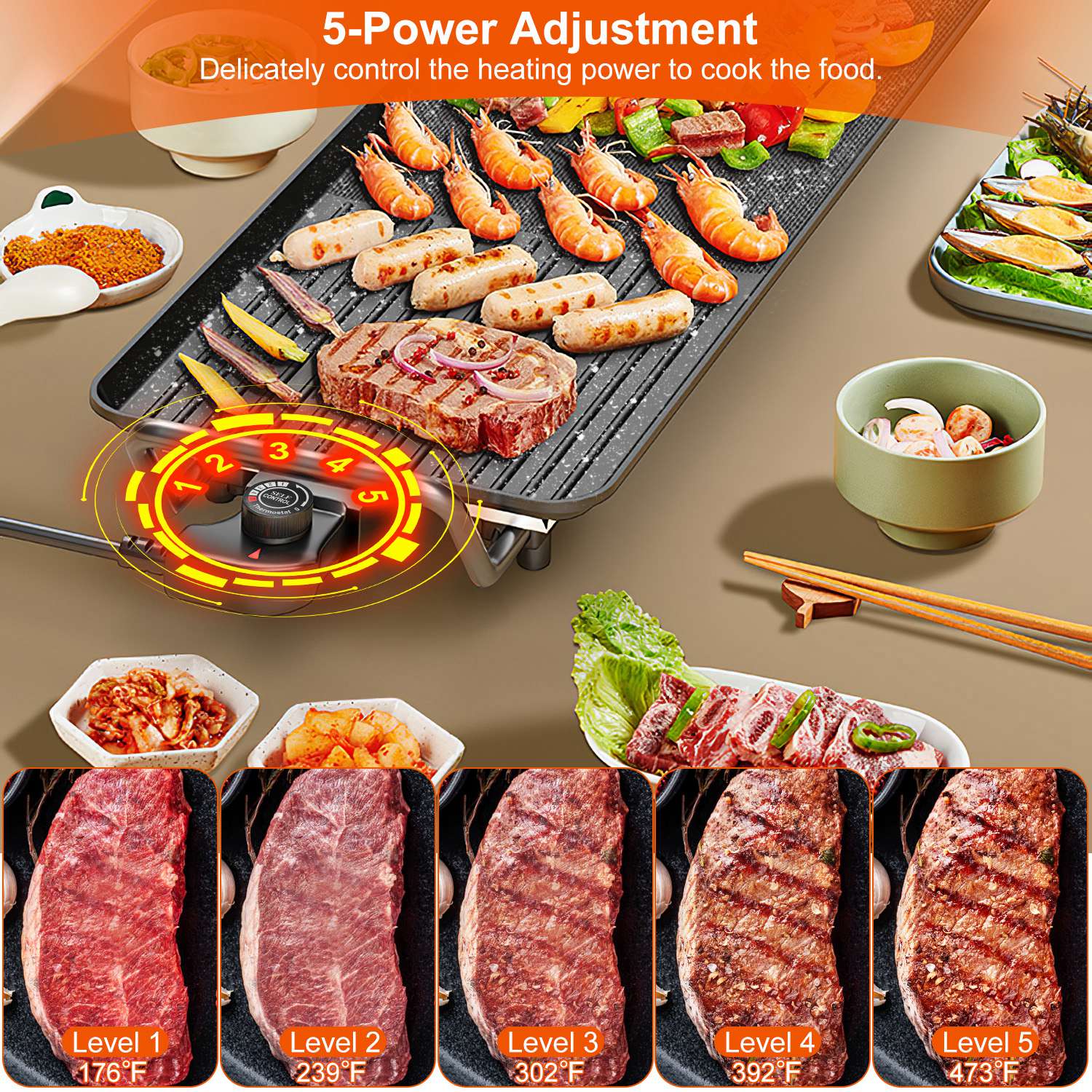 1500W Electric Barbecue Grill Hot Plate Cooking BBQ Griddle Non-Stick Table Top Grill Griddle for Indoor Outdoor Camping Picnic - Image 10