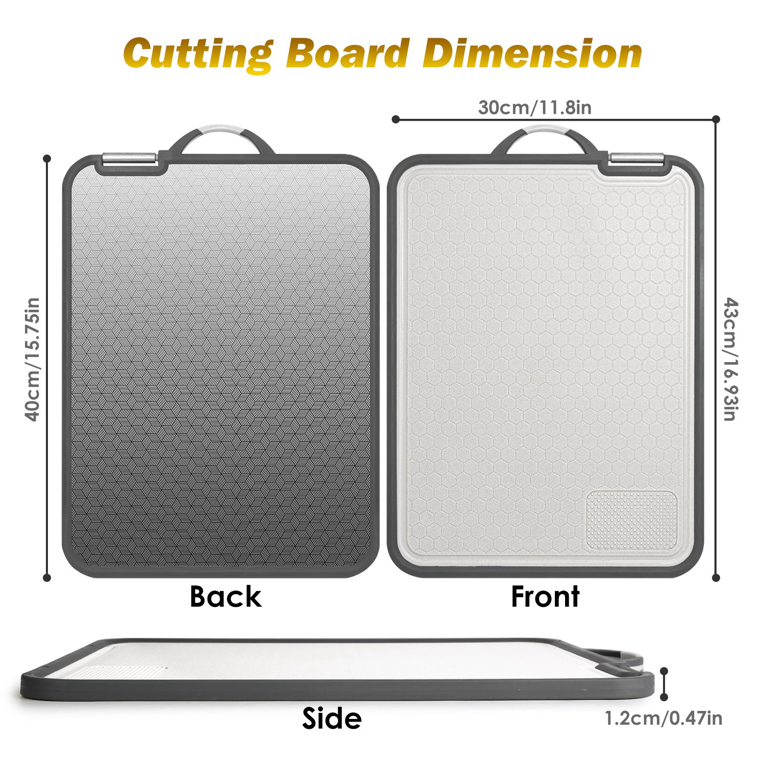 2Pcs Double Sided Cutting Board Stainless Steel PP Chopping Board Lightweight Kitchen Cutting Board Mesh Design with Grinding Zone Knife Sharpener Han - Image 7