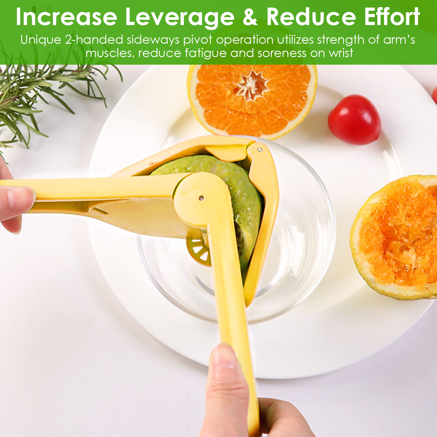 Manual Lemon Squeezer Fold Flat Design Effortless Hand Lemon Juicer Squeezer Manual Citrus Juicer with Sideways Pivot Increase Leverage Reduce Effort - Image 8