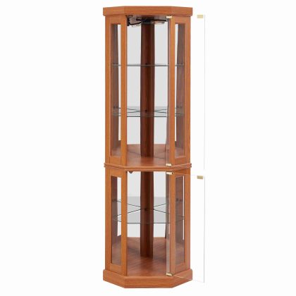 5-Tier Lighted Corner Curio Display Cabinet Adjustable Glass Display Case with Light Bulb Anti-Tipping Hardware for Collectibles, Wine & Decor