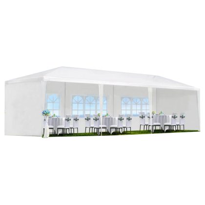 30′L × 10′W × 8.2′H Outdoor Waterproof Canopy Gazebo Patio Party Tent with 3 Window Sidewalls, 2 Zipper Walls for Wedding, Backyard Event & Temporary