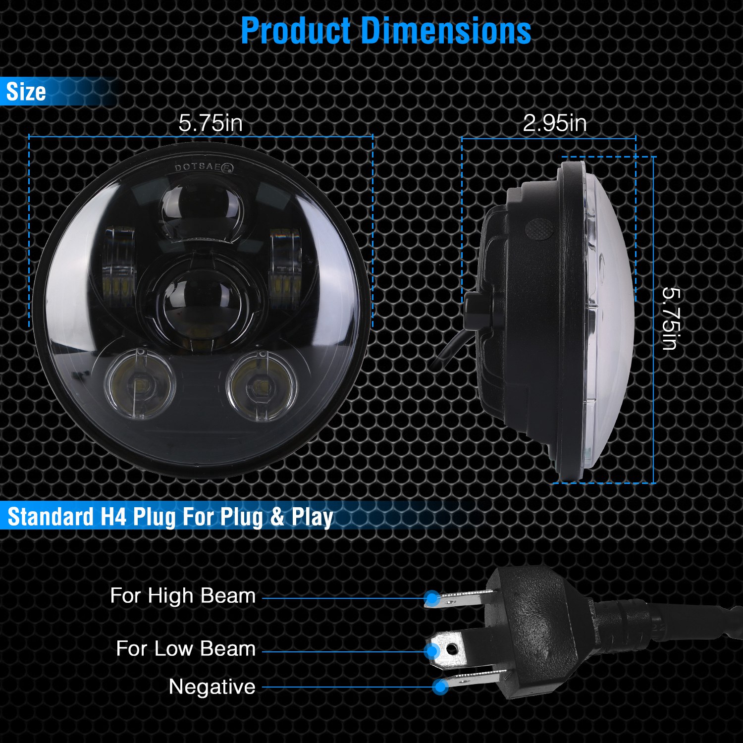 5.75In LED Headlight Motorcycle Projector Headlamp Fit for Harley Dyna Sportster Iron 883 Street Rod Street Bob Softail Deuce Custom Super Wide Glide - Image 8
