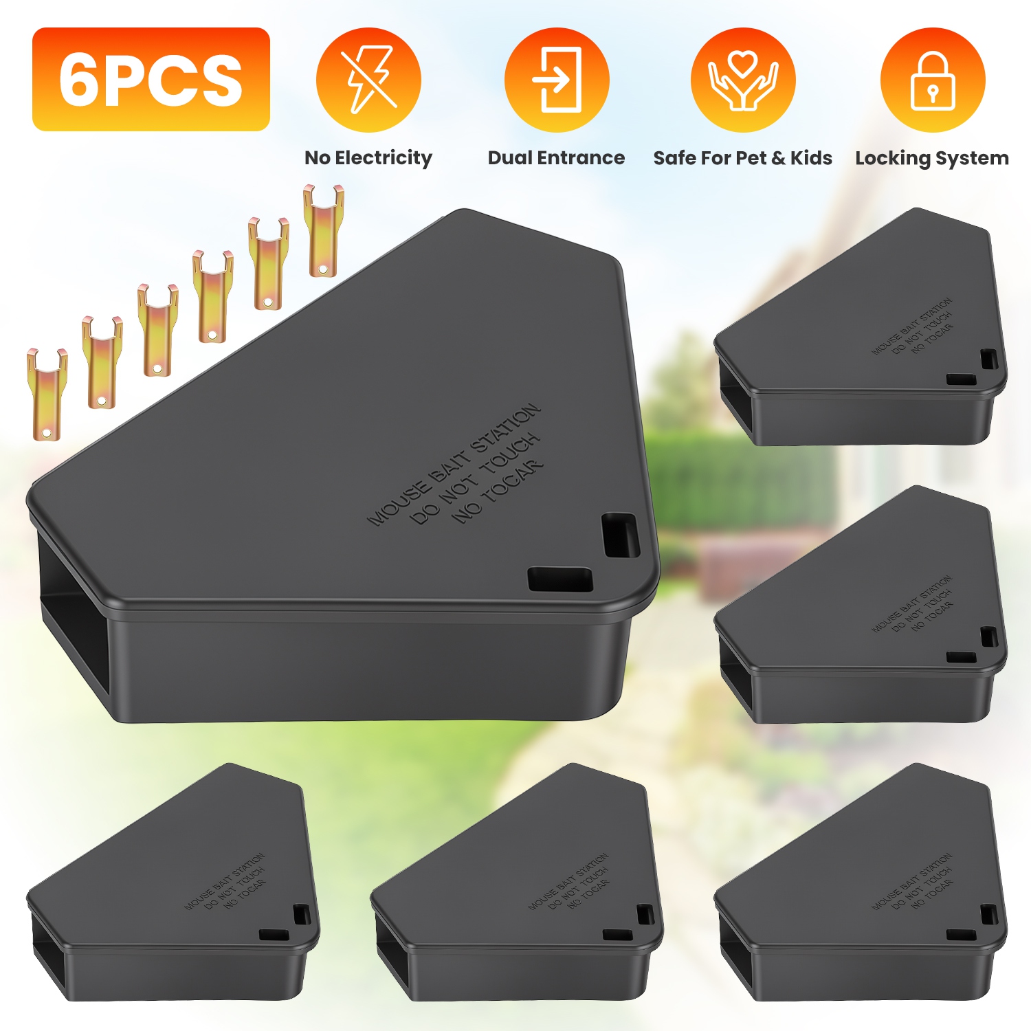 6 Packs Mouse Bait Station with Keys Tamper Resistant Indoor Outdoor Mouse Bait Boxes Reusable Locking Rodent Bait Stations for Home Garage Garden War - Image 4