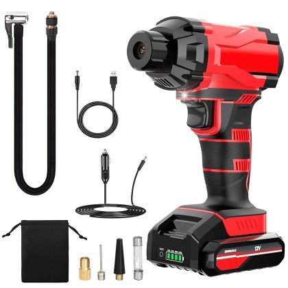 150PSI Cordless Car Tire Pump Rechargeable Tire Inflator 12V Portable Electric Air Compressor with LED Light for Car Bike Motorcycle Ball