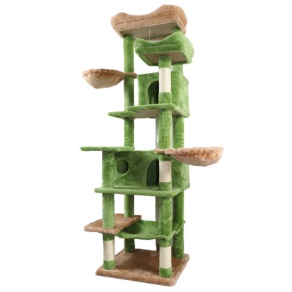 68in Multi-Level Cat Tree Tower with Hammocks, Cat Condo, Hanging Basket, Removable Cushions & Sisal Scratching Posts, Plush Cat Activity Center for I