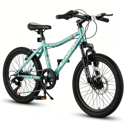 Forbidden to Sell on Temu 20 Inch Kids Mountain Bike, 7-Speed Boys Girls Bicycle with Front Suspension, Disc & V-Brake, Steel Frame Children's Bike f