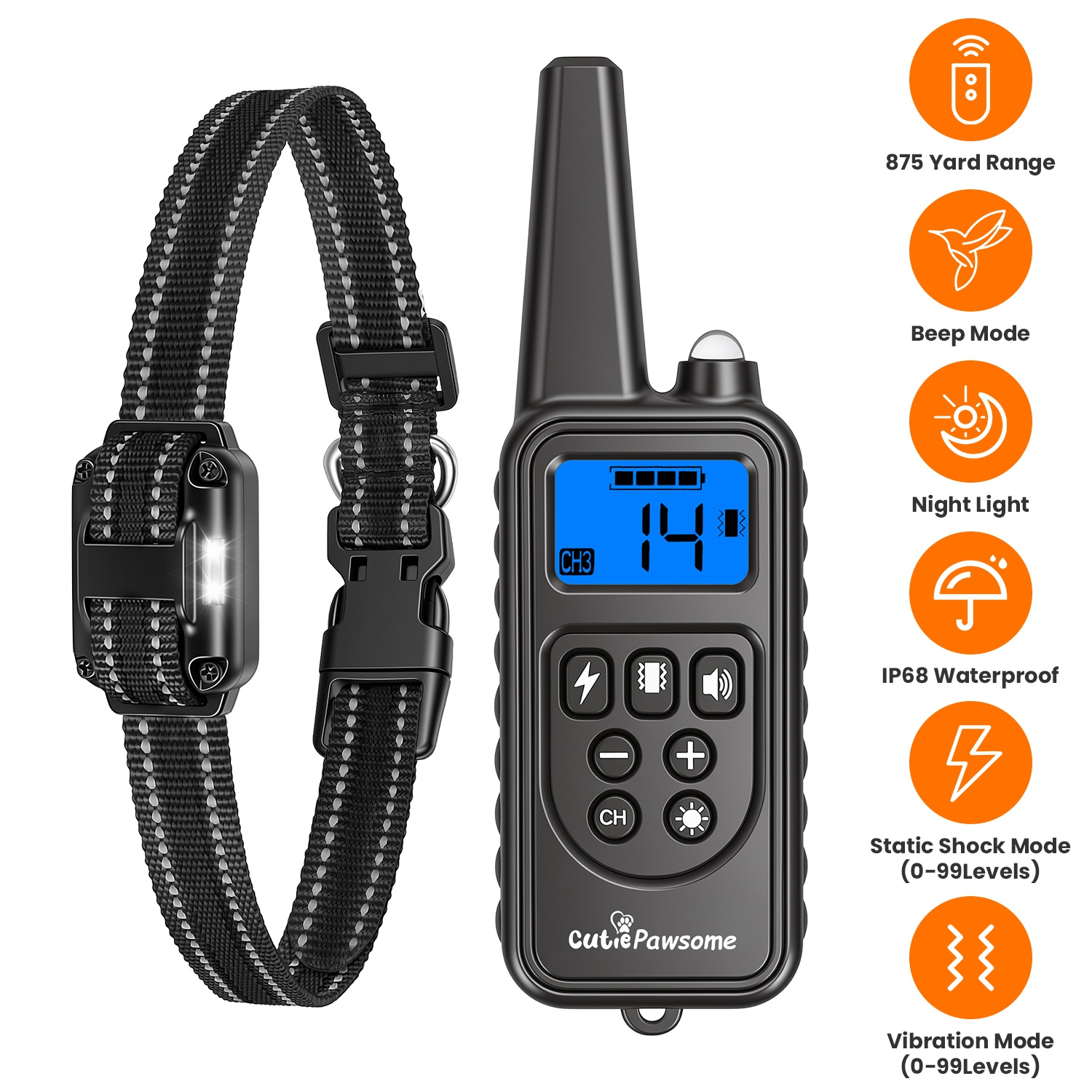 Dog Training Collar with Remote Rechargeable Dog Training Collar IP68 Waterproof with 4 Training Modes 3 Channels for Medium and Small Dogs - Image 4