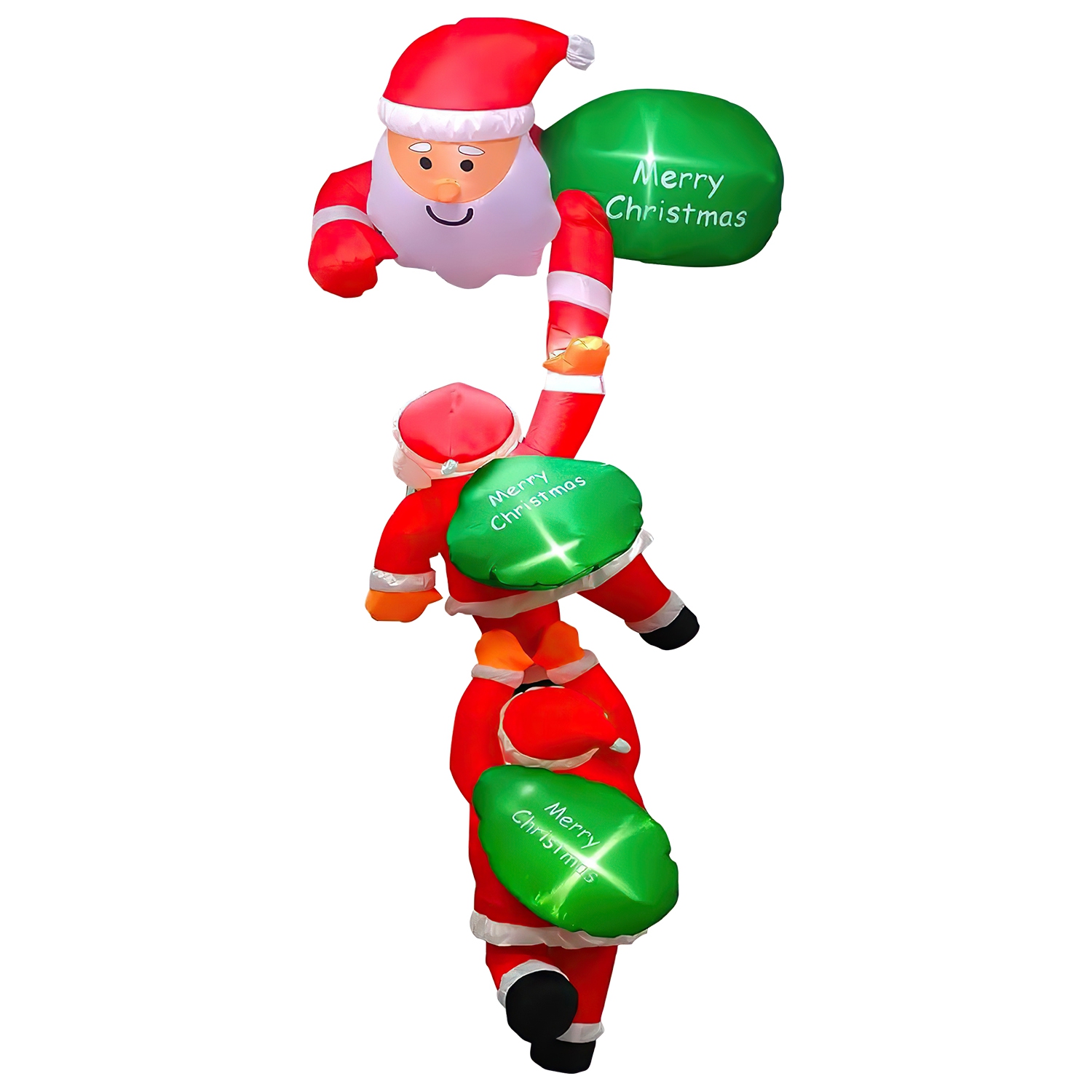 8FT Climbing Inflatable Santa Claus with Light Hanging Blow Up Christmas Inflatable Indoor Outdoor Christmas Decorations 3 Santa Claus 3 Merry Christm