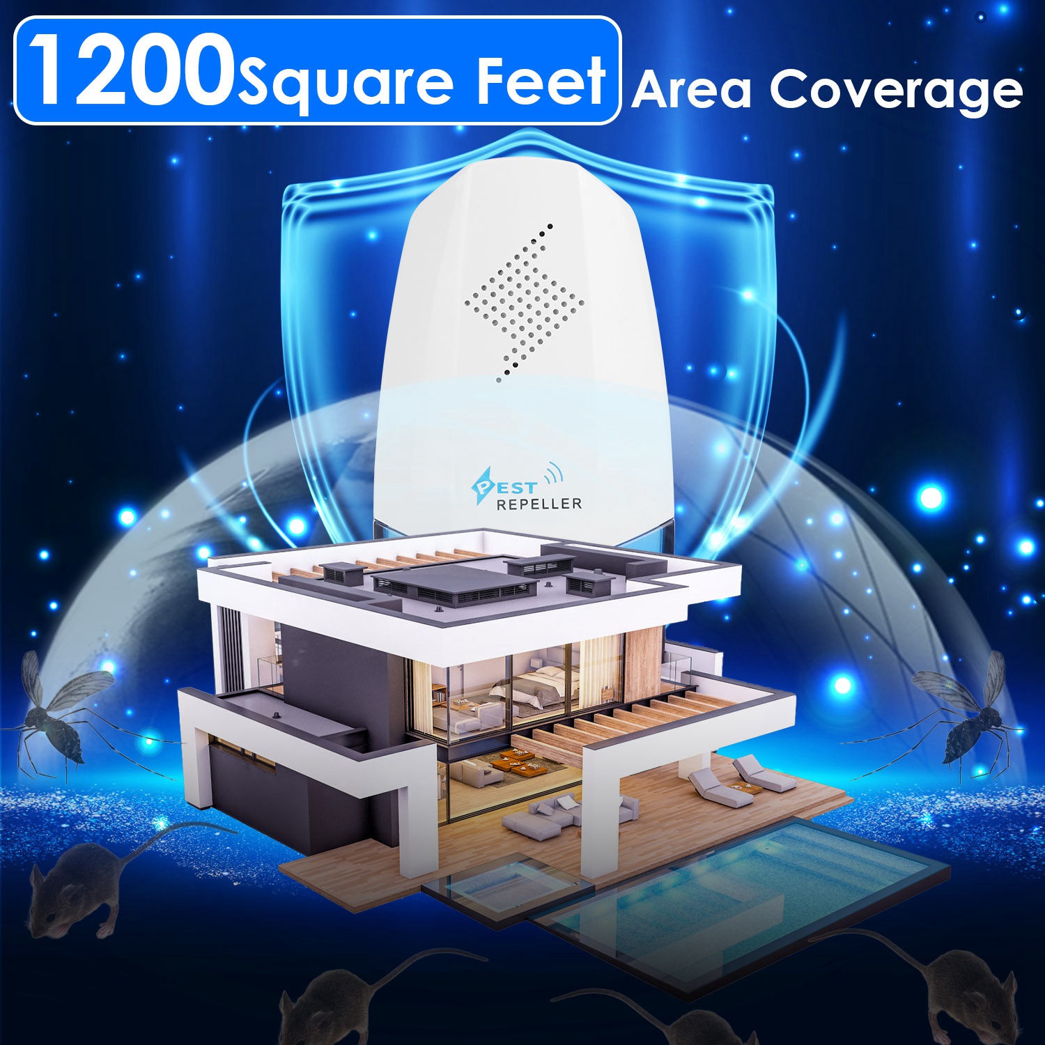 2 Pack Ultrasonic Pest Repeller with Night light Plug In Pest Mice Repellent Indoor Roach Bed Bug Mouse Rodent Mosquito Killer for Bedroom Garage Ware - Image 2