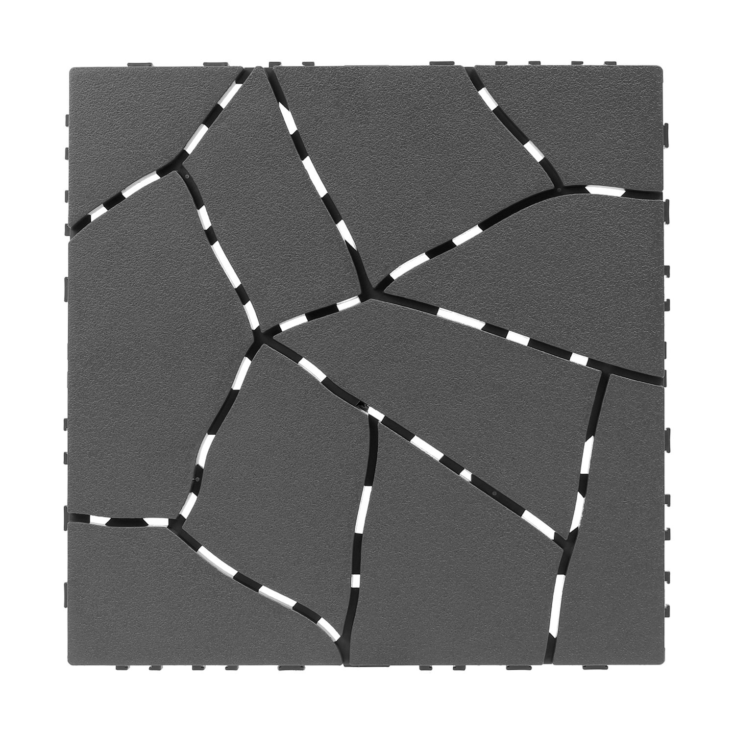 44Pcs Per Set 12 Inch Stone Pattern Interlocking Patio Deck Tiles, DIY Modular Outdoor Indoor Flooring Tiles, Waterproof PP Interlock Floor Tile for B - Image 9