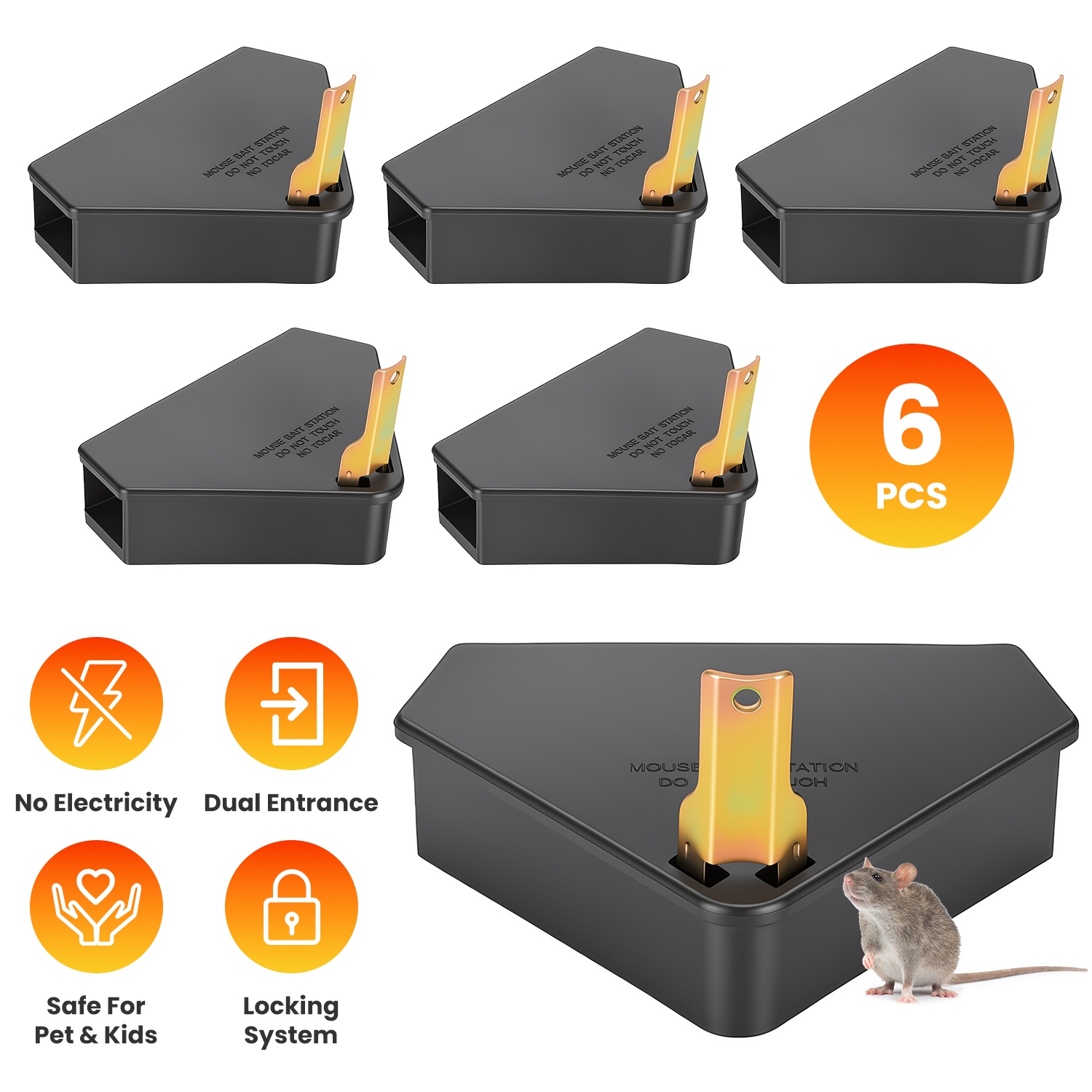 6 Packs Mouse Bait Station with Keys Tamper Resistant Indoor Outdoor Mouse Bait Boxes Reusable Locking Rodent Bait Stations for Home Garage Garden War - Image 2