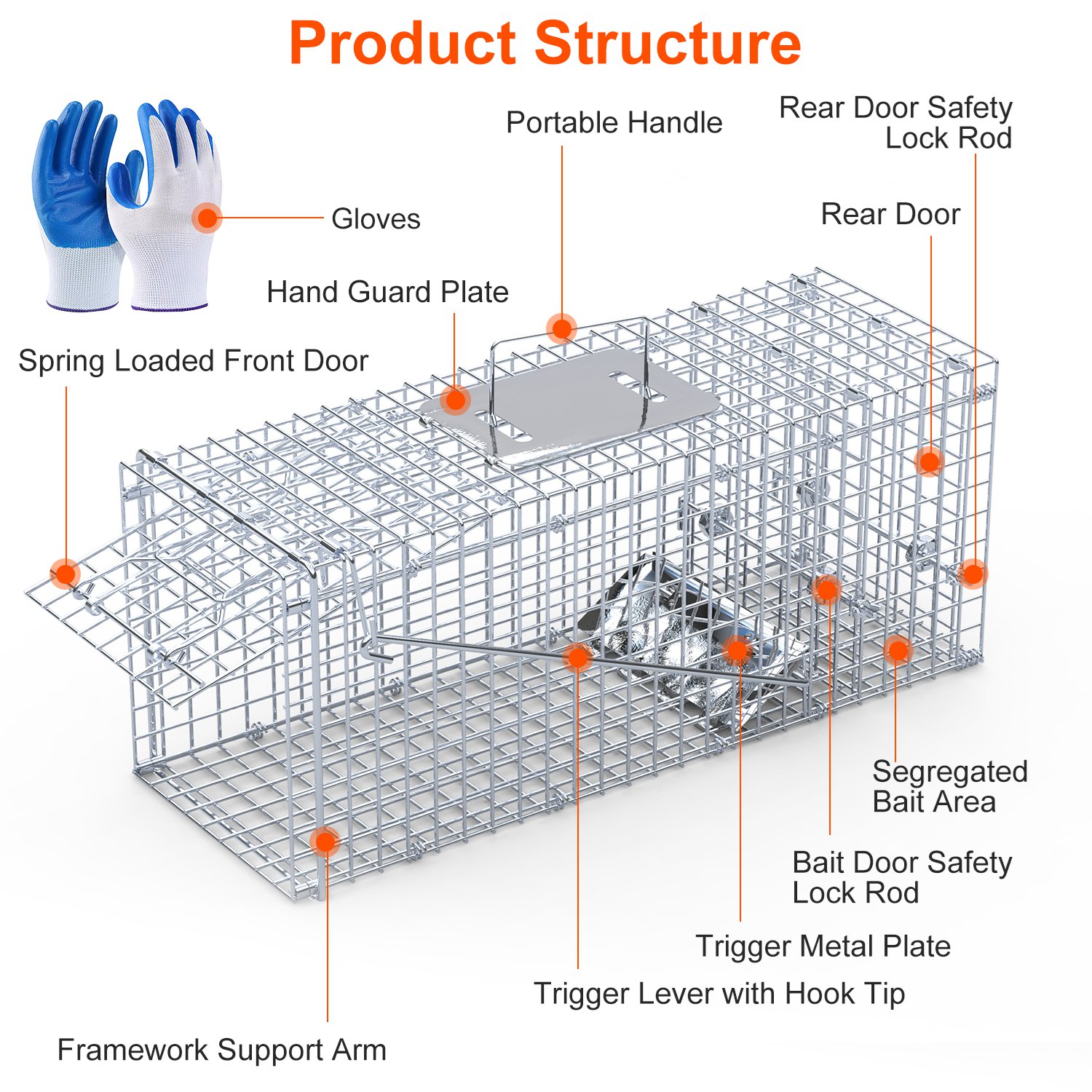 25.59Inch Live Humane Animal Trap Cage Heavy Duty Folding Catch And Release Rodent Cage For Rabbit Squirrel Possum Skunk Kitten Raccoon And More - Image 10
