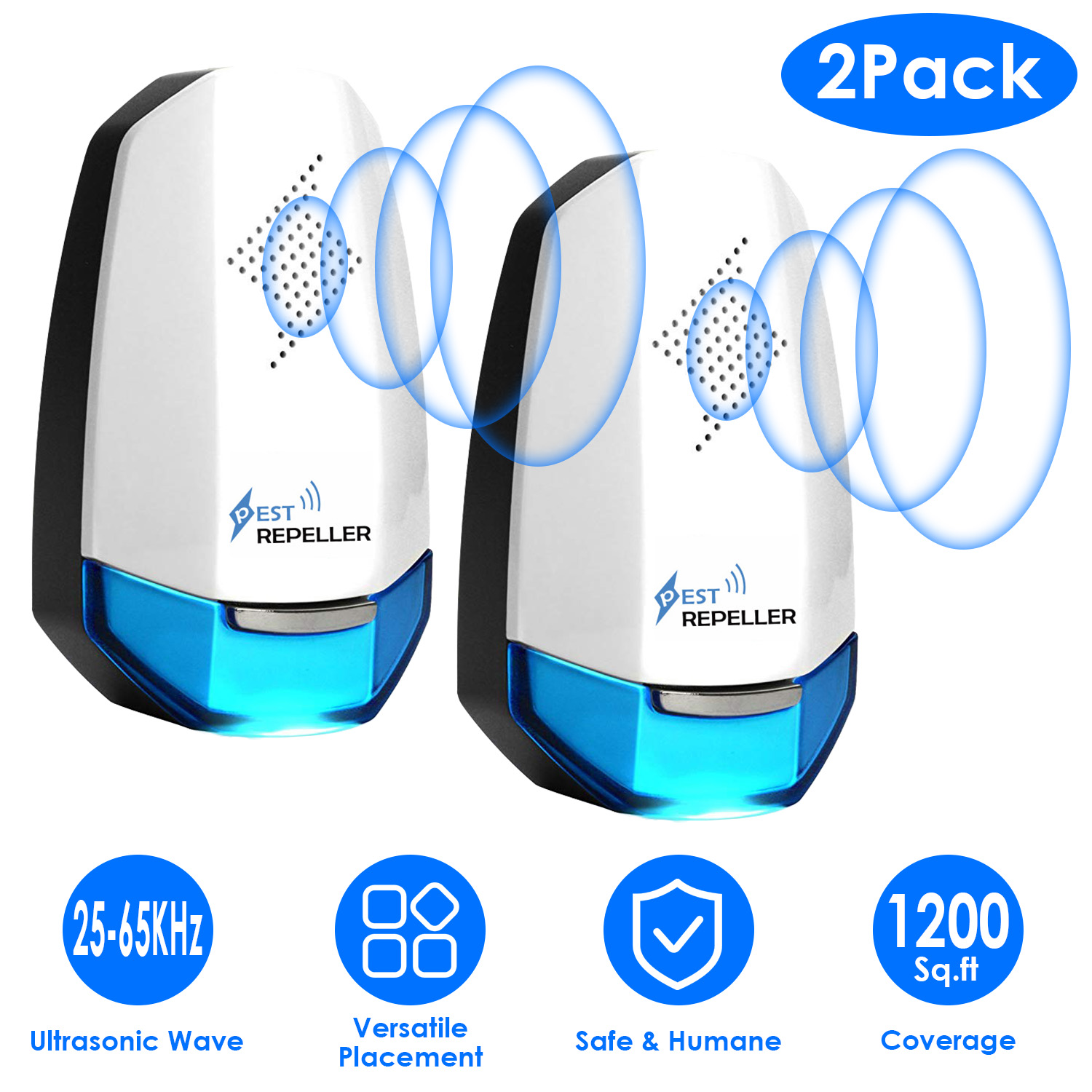 2 Pack Ultrasonic Pest Repeller with Night light Plug In Pest Mice Repellent Indoor Roach Bed Bug Mouse Rodent Mosquito Killer for Bedroom Garage Ware - Image 10
