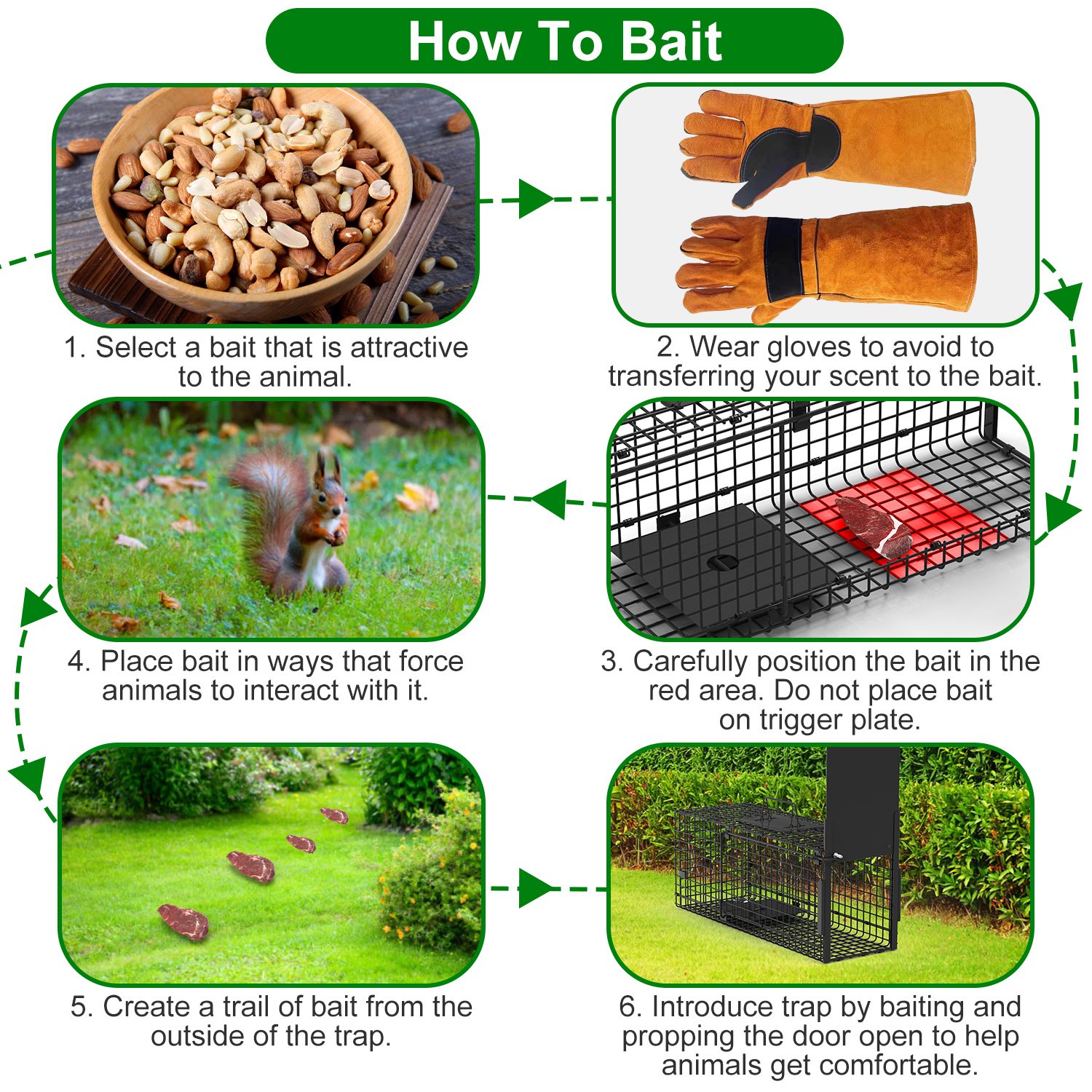 26in Single Door Live Animal Cage Trap For Animals Under 5LBS Easy To Setup Humane Galvanized Iron Trap Cage For Small Cats Rabbits Squirrels Moles Ch - Image 8