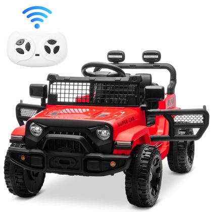 24V Kids Ride On Car with 2.4G Parent Remote Control, 4WD Electric Ride On Truck with Dual 80W Motors, Four-Wheel Suspension, LED Headlights, Wireless