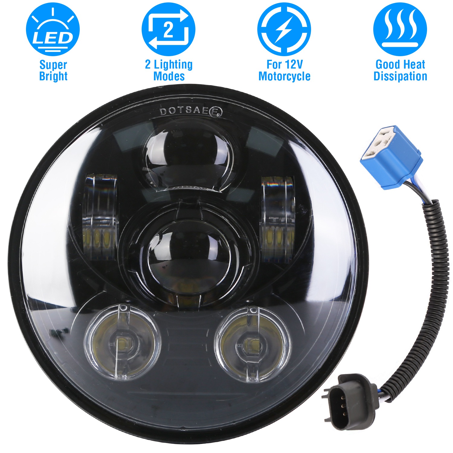 5.75In LED Headlight Motorcycle Projector Headlamp Fit for Harley Dyna Sportster Iron 883 Street Rod Street Bob Softail Deuce Custom Super Wide Glide - Image 6