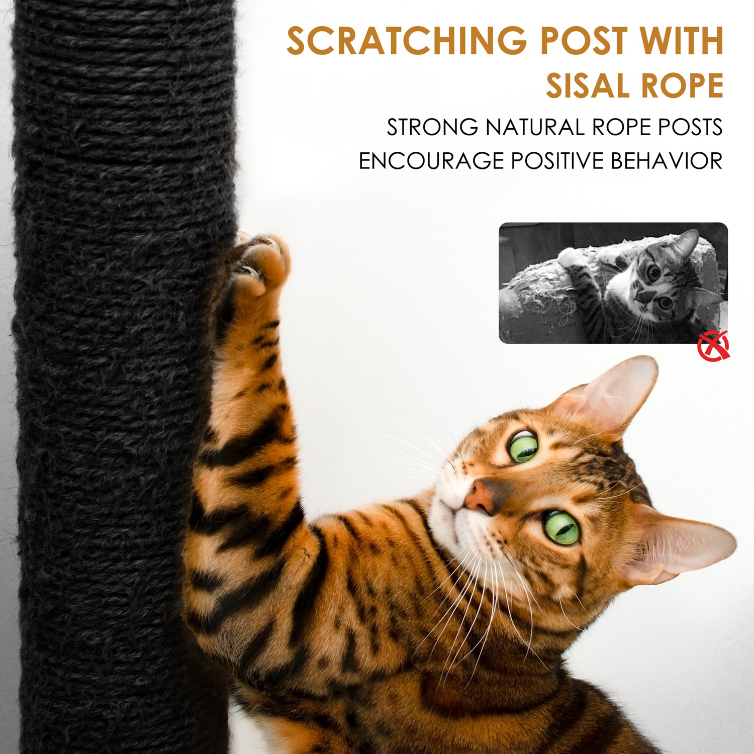 68in Multi-Level Cat Tree Tower with Hammocks, Cat Condo, Hanging Basket, Removable Cushions & Sisal Scratching Posts, Plush Cat Activity Center for I - Image 2