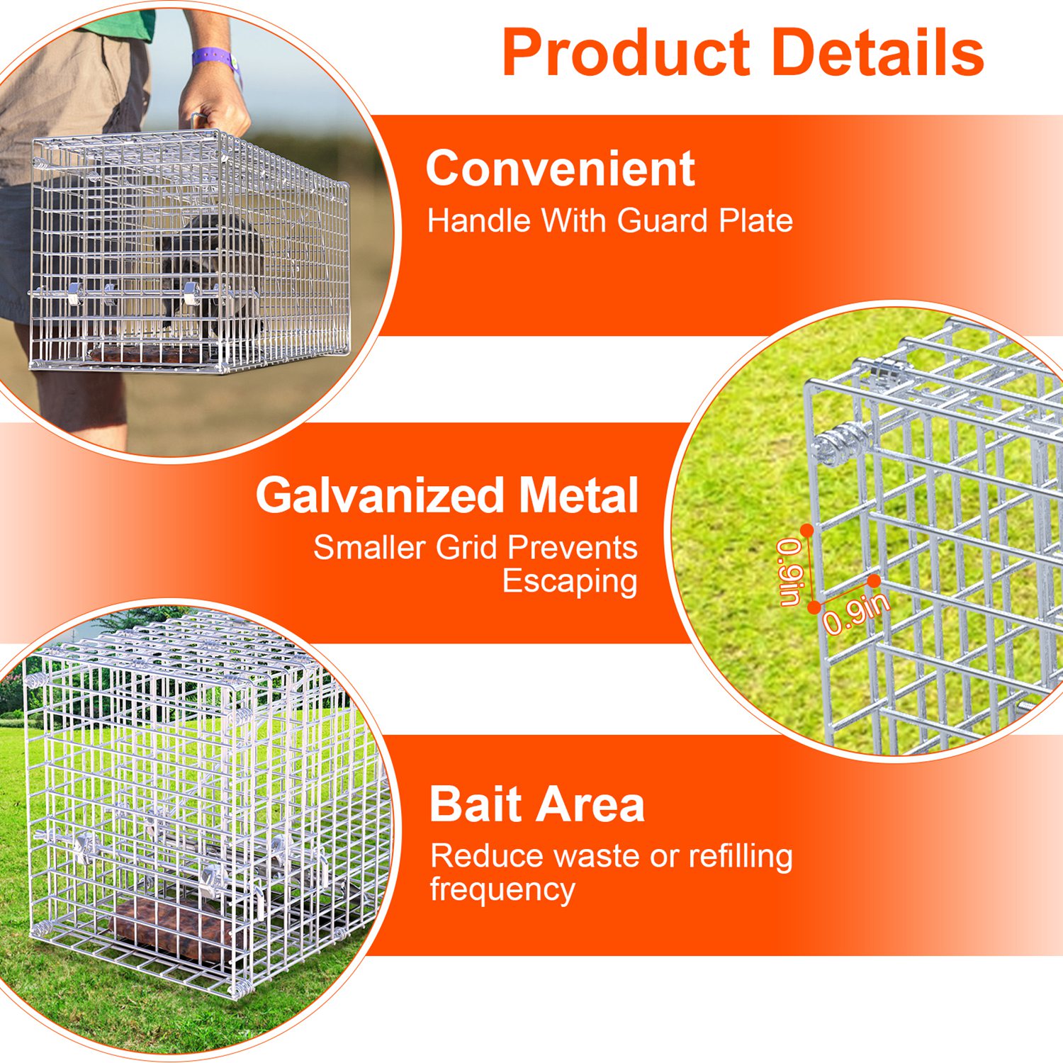 25.59Inch Live Humane Animal Trap Cage Heavy Duty Folding Catch And Release Rodent Cage For Rabbit Squirrel Possum Skunk Kitten Raccoon And More - Image 6