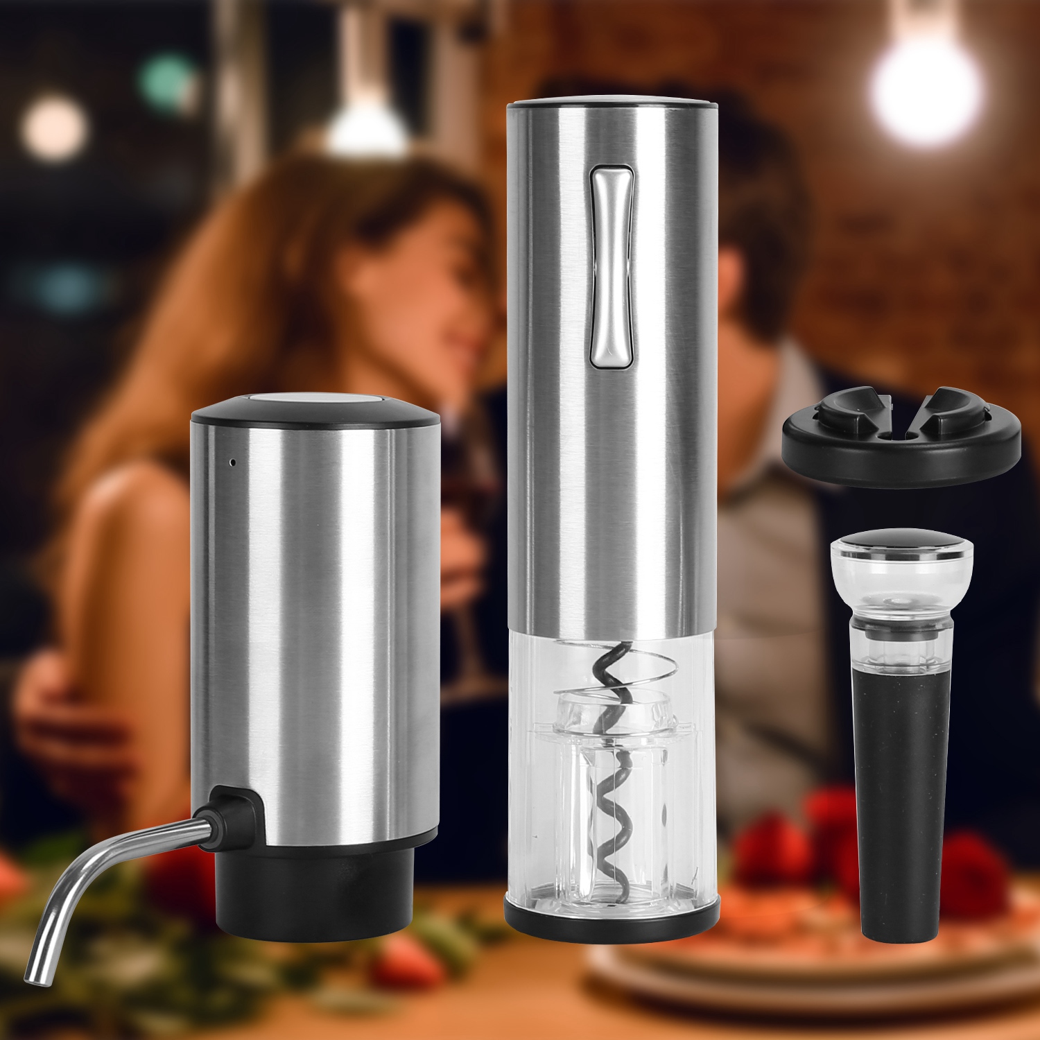 4 In 1 Electric Wine Opener Set Rechargeable Wine Aerator Foil Cutter Vacuum Wine Stopper Wine Gifts for Men Women - Image 2
