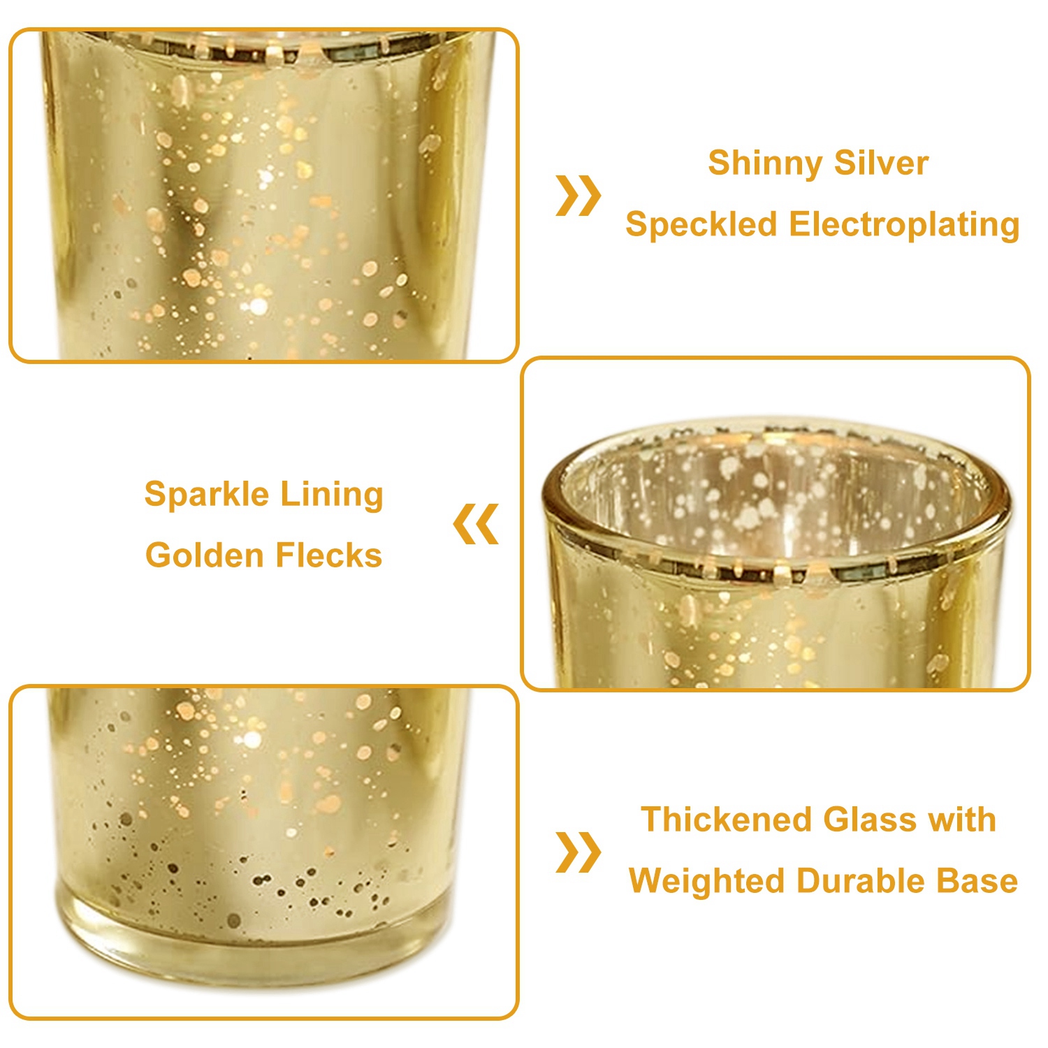 24Pcs Gold Votive Tealights Candle Holders Mercury Glass Shinny Candle Holders For Wedding Birthday Party Home Decoration Table Centerpiece - Image 8