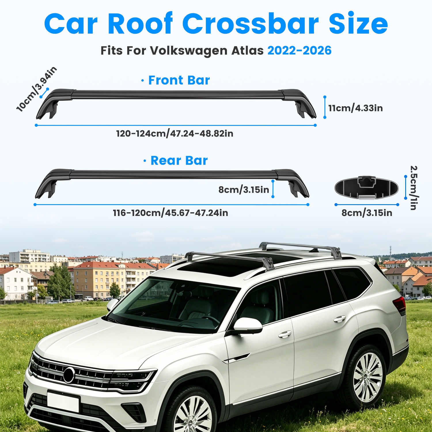 Roof Rack Cross Bars Fit for Volkswagen Atlas 2022-2026 with Factory Raised Side Rails Lockable Aluminum Roof Rack Crossbars With Locks Anti-Theft Car - Image 6