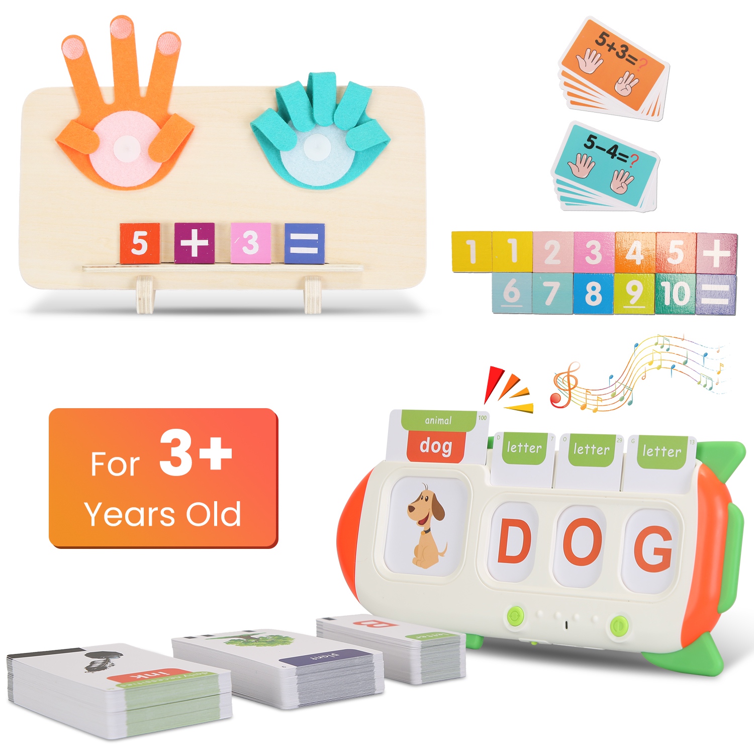 Talking Flash Cards and Finger Counting Math Board Interactive Learning Toys for Kids Aged 3+ Number Alphabet Words Song Learning - Image 4