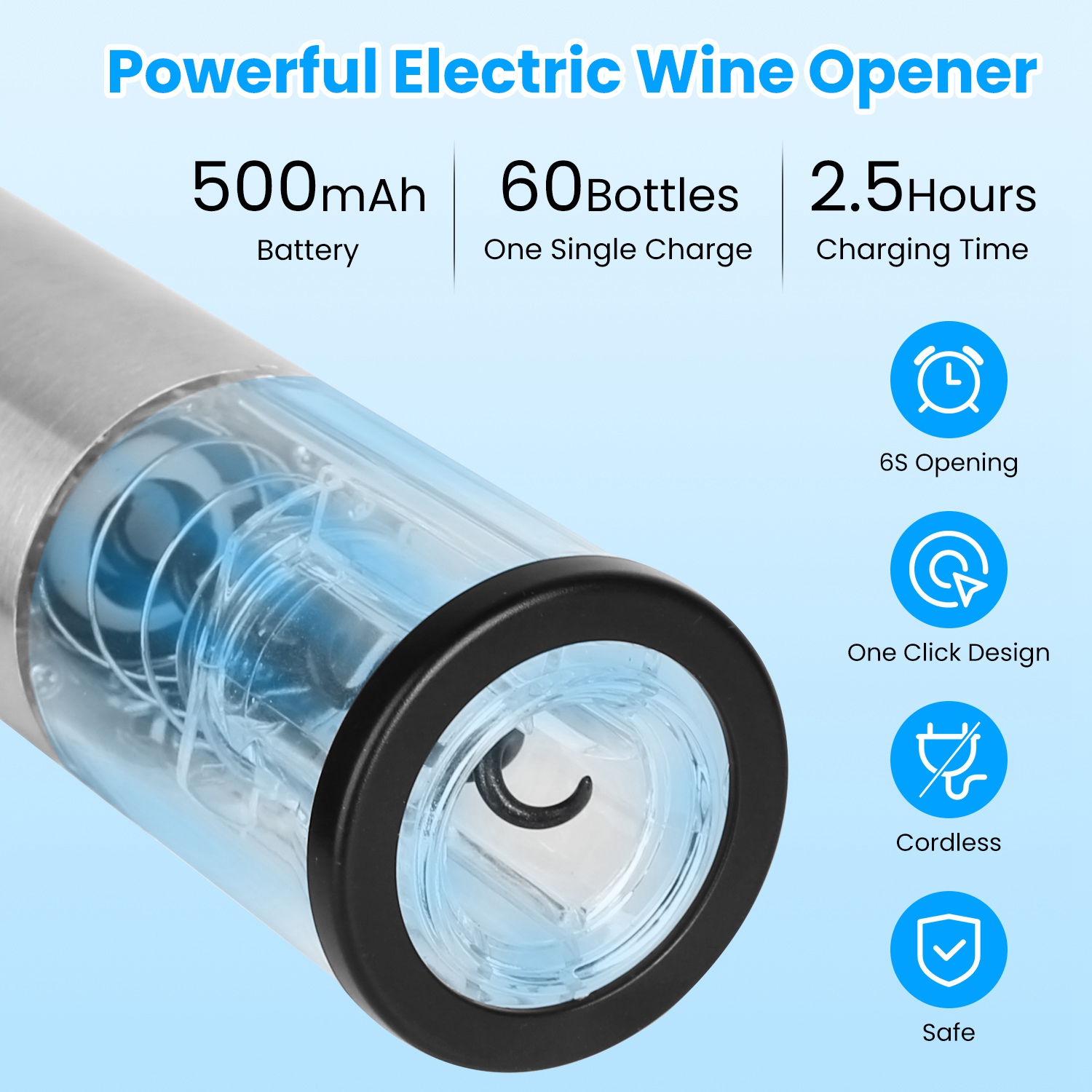 4 In 1 Electric Wine Opener Set Rechargeable Wine Aerator Foil Cutter Vacuum Wine Stopper Wine Gifts for Men Women - Image 10