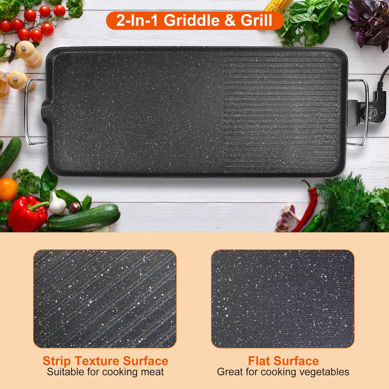 1500W Electric Barbecue Grill Hot Plate Cooking BBQ Griddle Non-Stick Table Top Grill Griddle for Indoor Outdoor Camping Picnic - Image 9