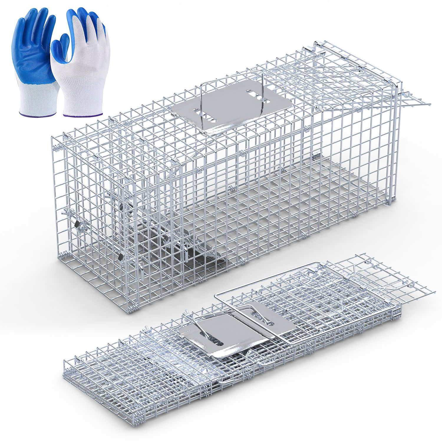 25.59Inch Live Humane Animal Trap Cage Heavy Duty Folding Catch And Release Rodent Cage For Rabbit Squirrel Possum Skunk Kitten Raccoon And More