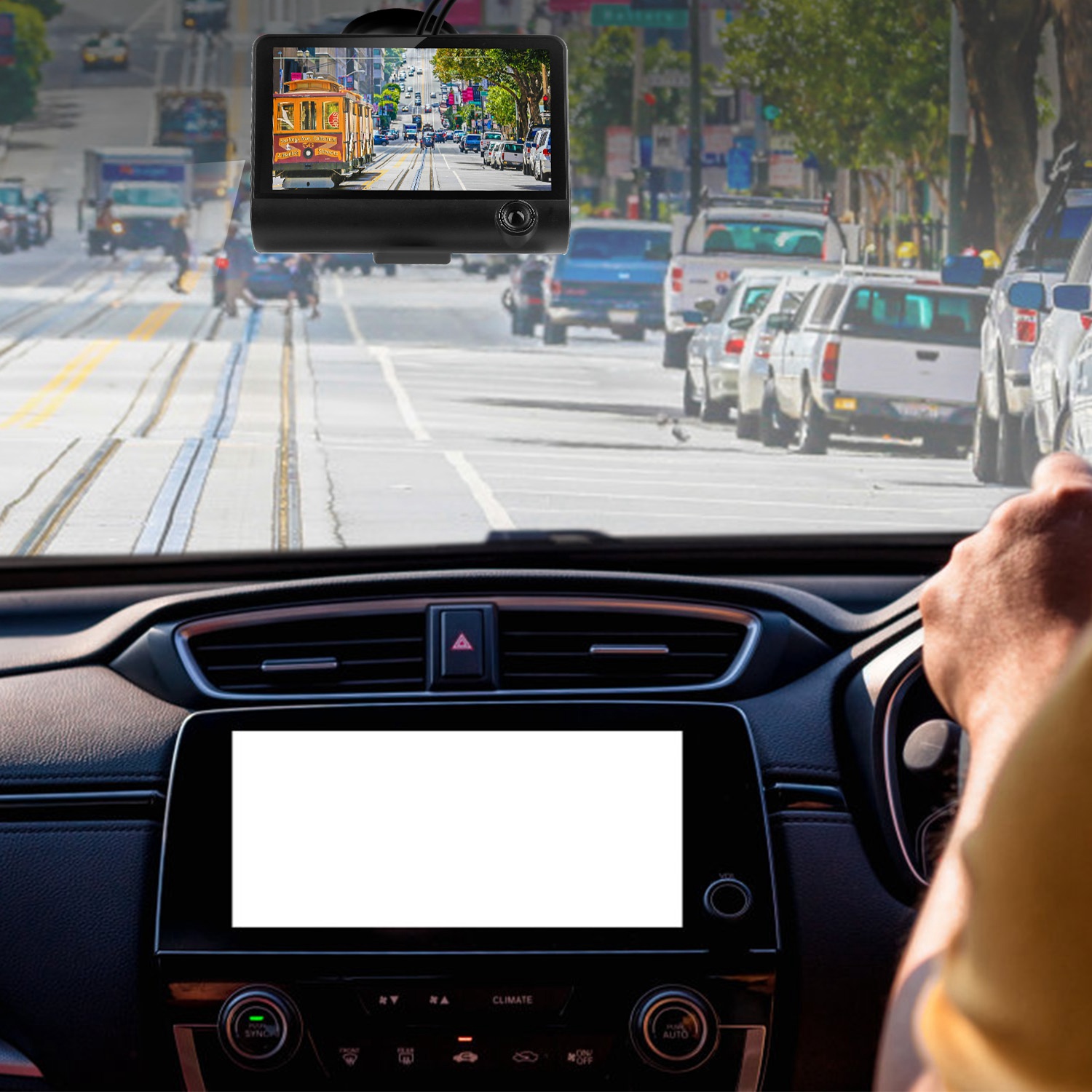 1296P Car DVR Dash Camera 4In 3 Lens Vehicle Driving Recorder Seamless Recording - Image 8